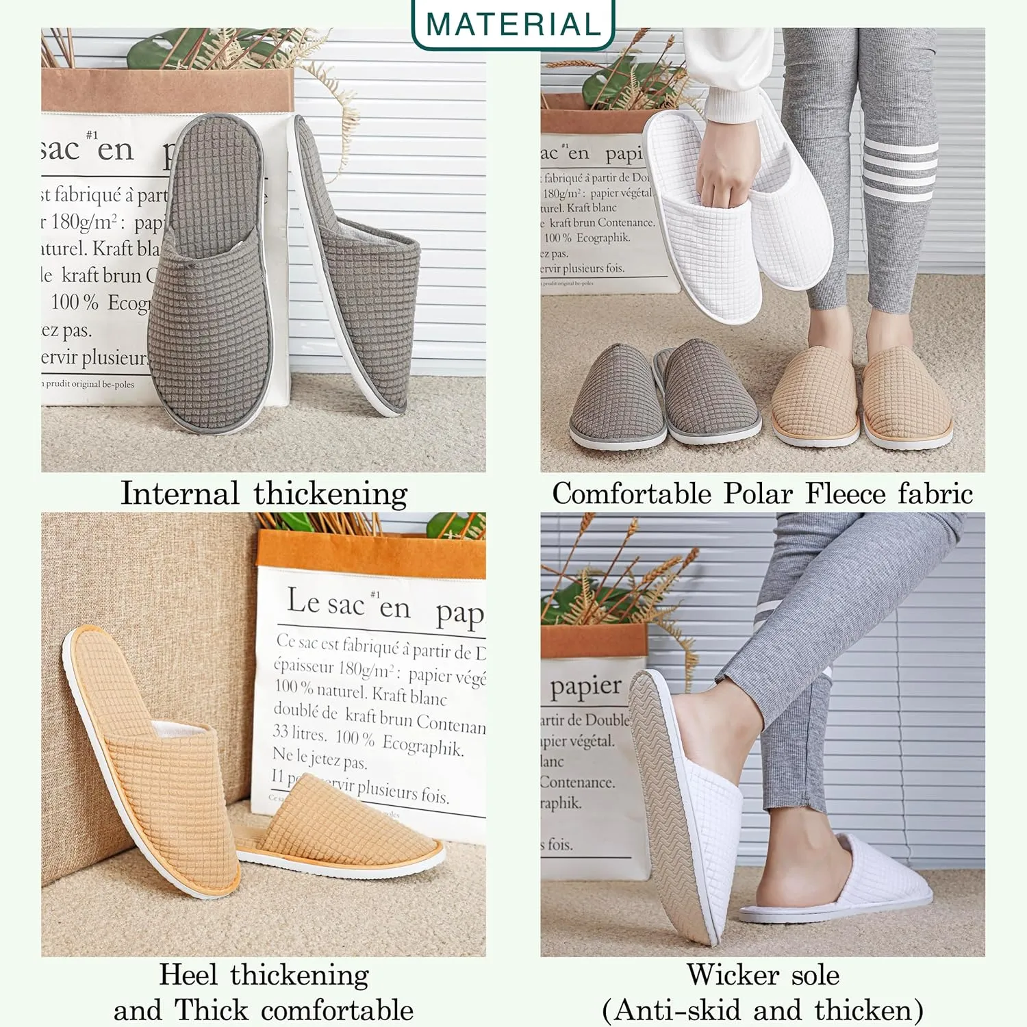 6-9 Pairs Spa Slippers, Non Slip Disposable Slippers For Guest, Washable Reusable, Which Can Be Used As Women Men, House, Indoor, Bathroom, Bedroom, Hotel, Bride Slippers