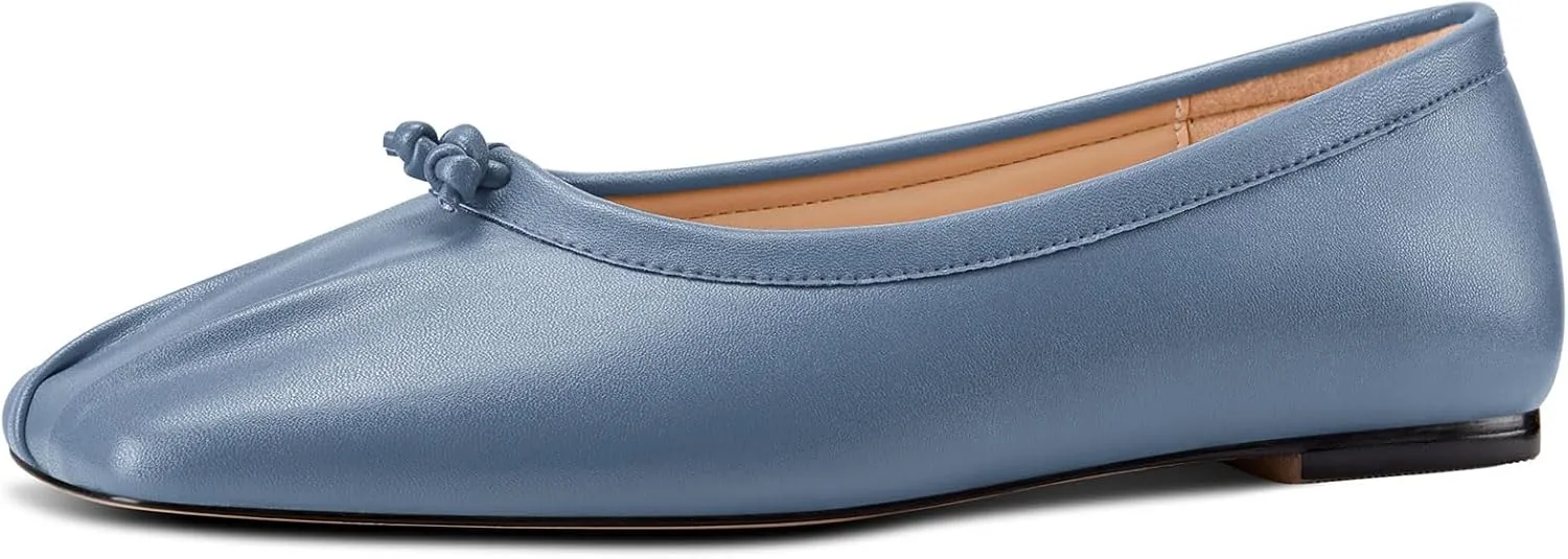 Aachcol Womens Square Toe Ballet Flats Slip-on Classic Work Flats Shoes Dress Shoes