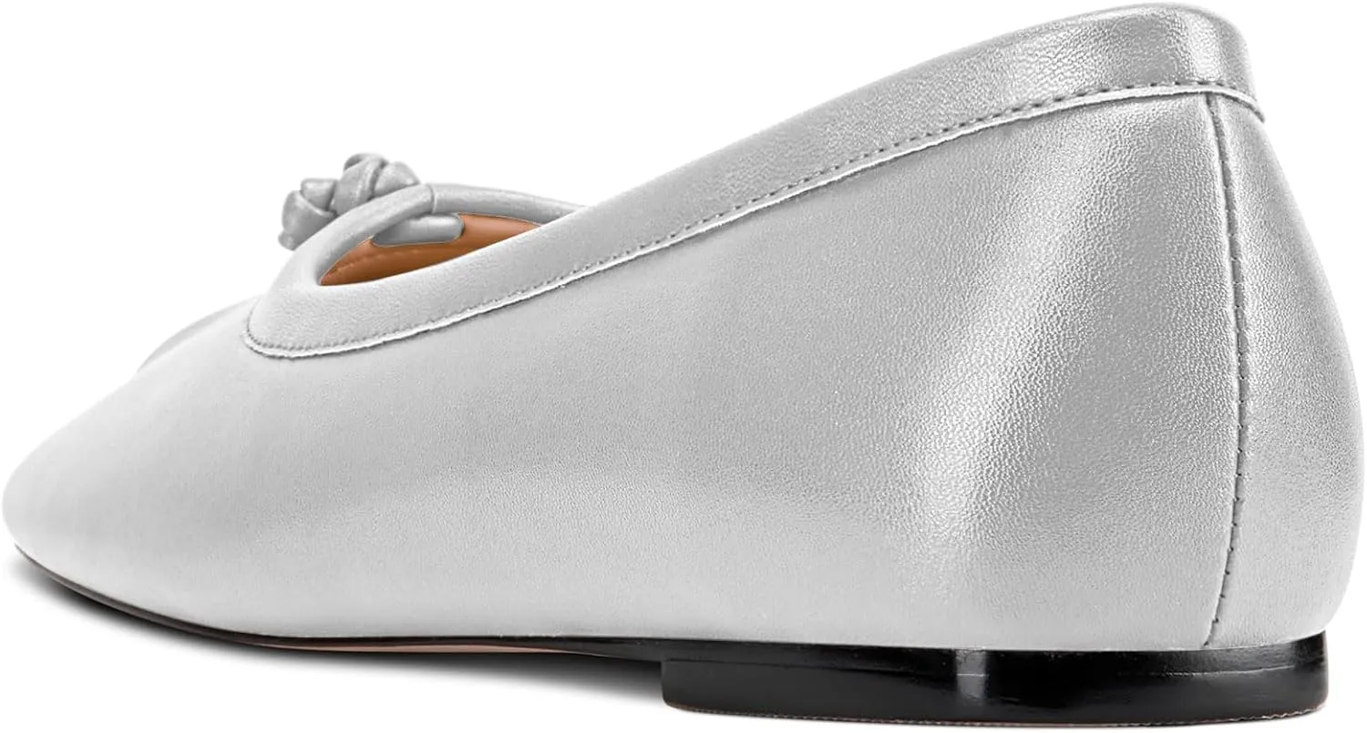 Aachcol Womens Square Toe Ballet Flats Slip-on Classic Work Flats Shoes Dress Shoes