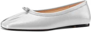 Aachcol Womens Square Toe Ballet Flats Slip-on Classic Work Flats Shoes Dress Shoes