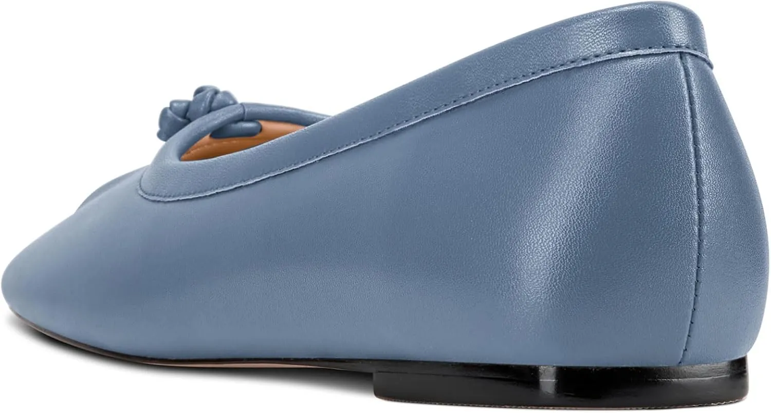 Aachcol Womens Square Toe Ballet Flats Slip-on Classic Work Flats Shoes Dress Shoes