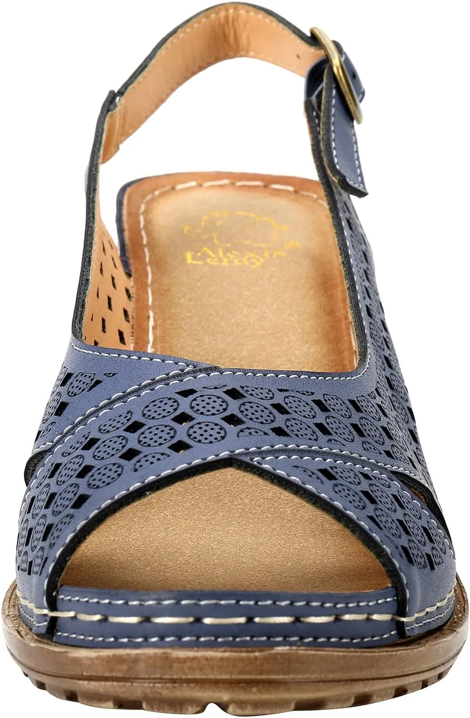 Alexis Leroy Block Heel Cut-Out Vamp Peep Toe Slingback Women's Sandals