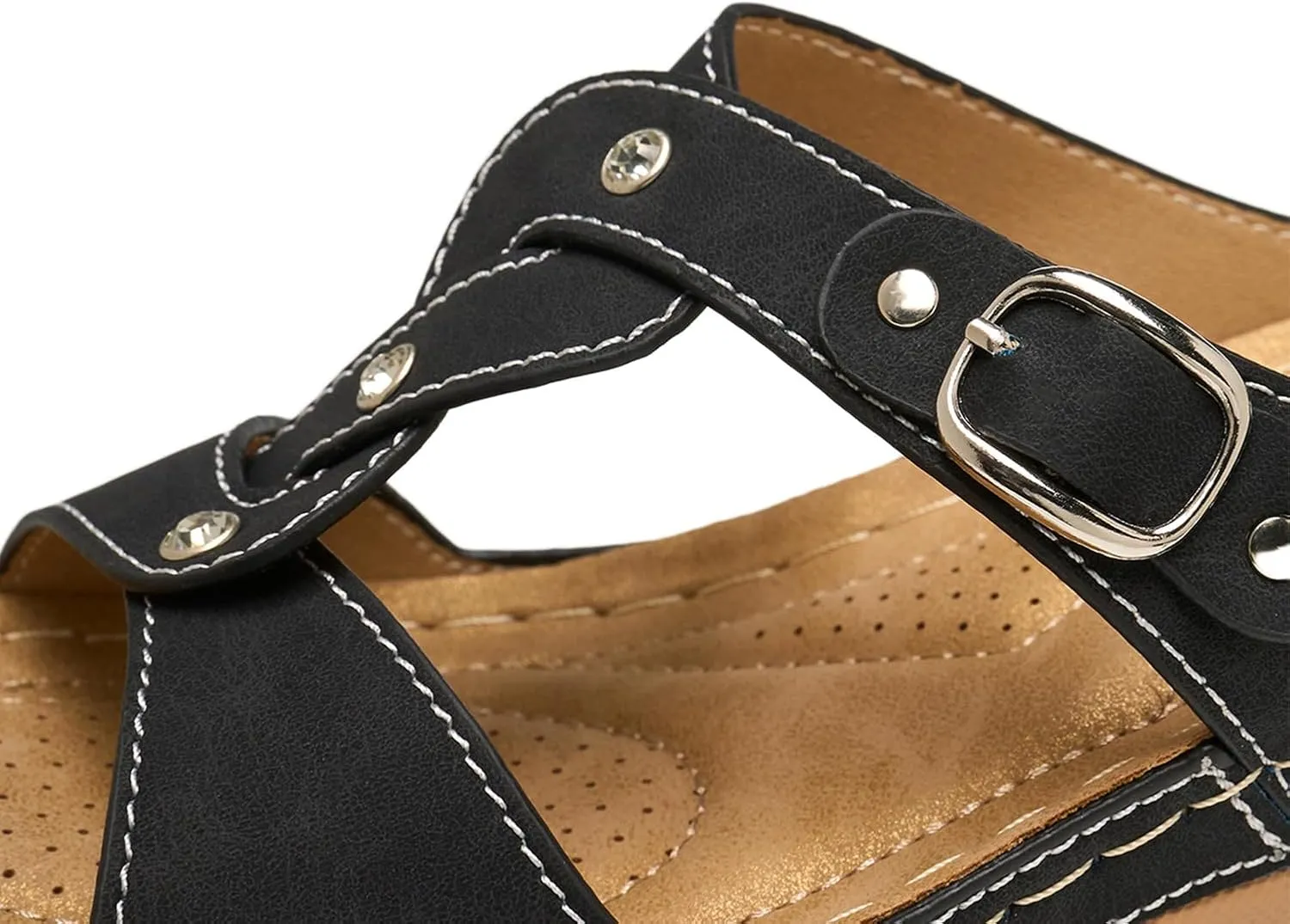 Alexis Leroy Comfortable Insole Buckle Strap Vamp Women's Wedge Sandals