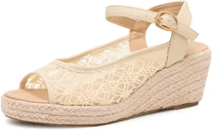 Alexis Leroy Wedge Heel Cut-Out Vamp Peep Toe Slingback Women's Sandals
