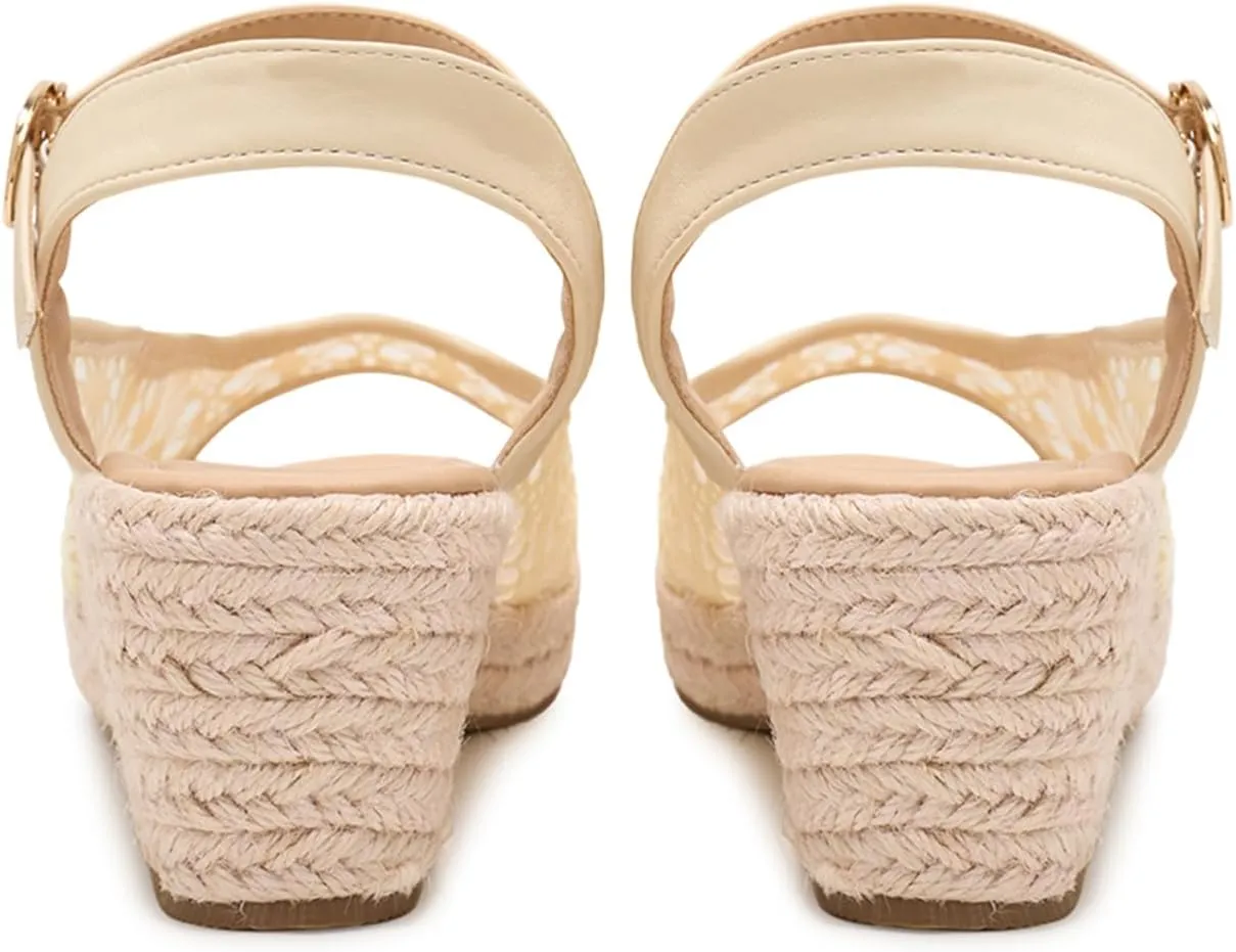 Alexis Leroy Wedge Heel Cut-Out Vamp Peep Toe Slingback Women's Sandals