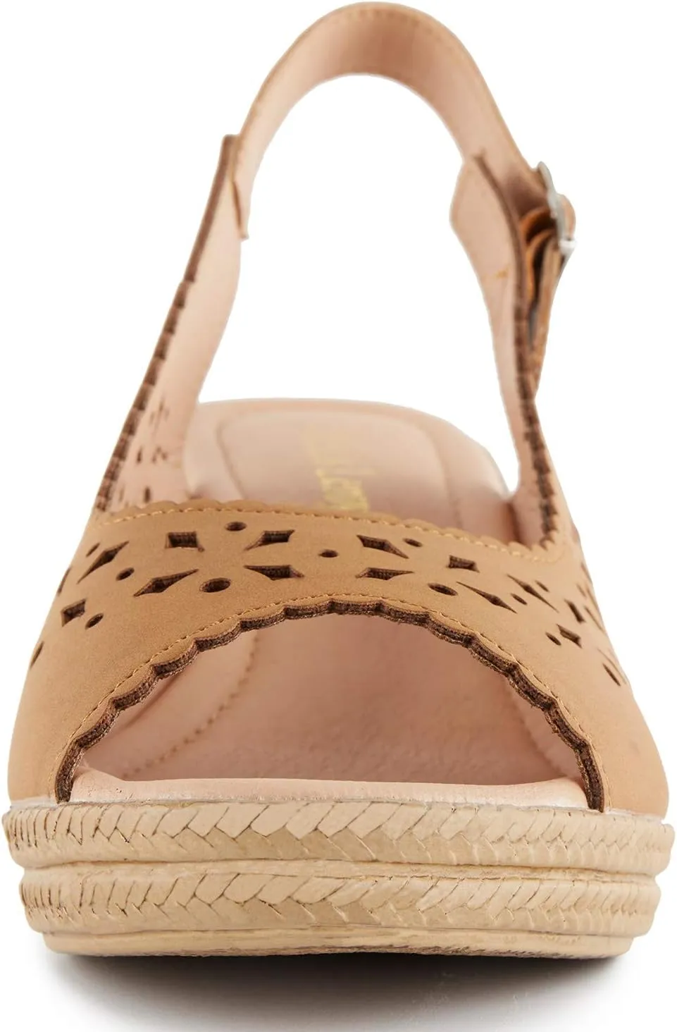 Alexis Leroy Wedge Heel Cut-Out Vamp Peep Toe Slingback Women's Sandals