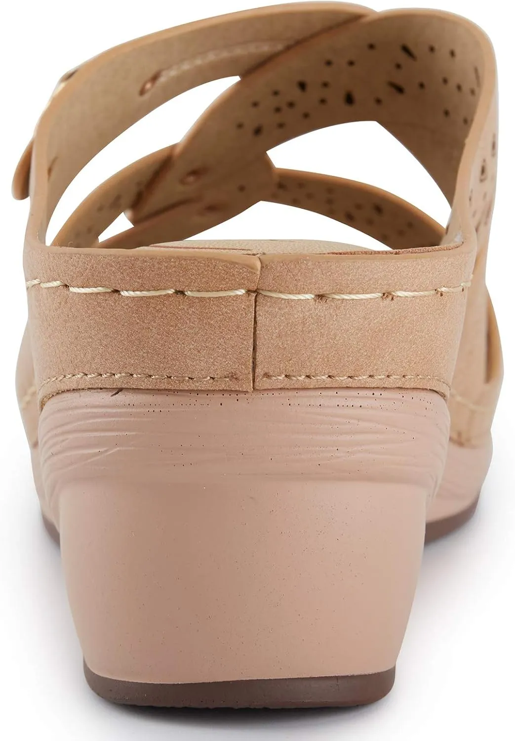 Alexis Leroy Women’s Comfortable Open Toe Crisscross Straps Slip on Wedge Sandals
