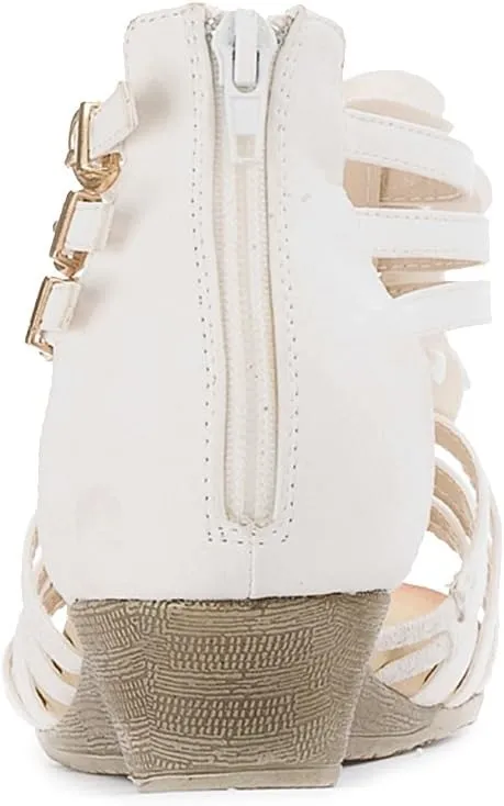 Alexis Leroy Women's Summer T-Straps Buckle Design Fashion Wedge Heel Sandals