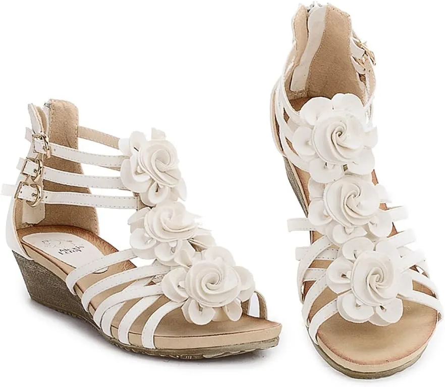Alexis Leroy Women's Summer T-Straps Buckle Design Fashion Wedge Heel Sandals