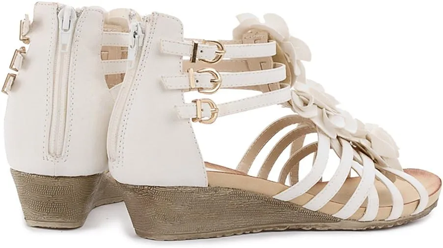 Alexis Leroy Women's Summer T-Straps Buckle Design Fashion Wedge Heel Sandals