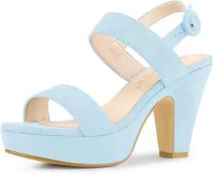 Allegra K Women's Slingback Platform Heels Chunky High Heel Sandals
