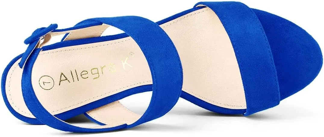 Allegra K Women's Slingback Platform Heels Chunky High Heel Sandals