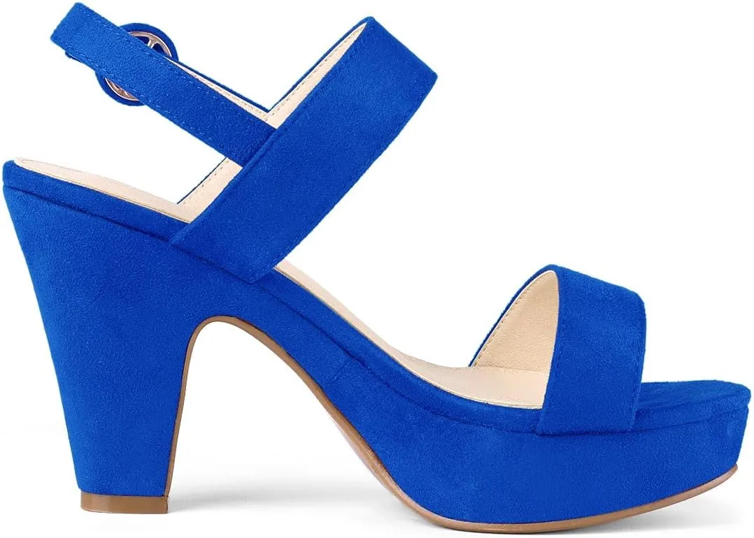 Allegra K Women's Slingback Platform Heels Chunky High Heel Sandals