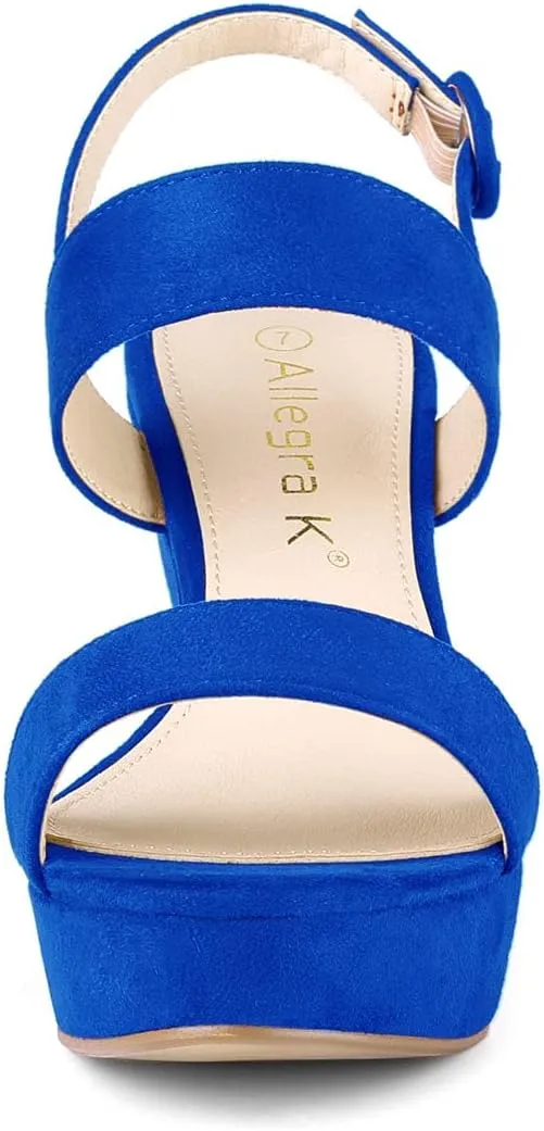 Allegra K Women's Slingback Platform Heels Chunky High Heel Sandals