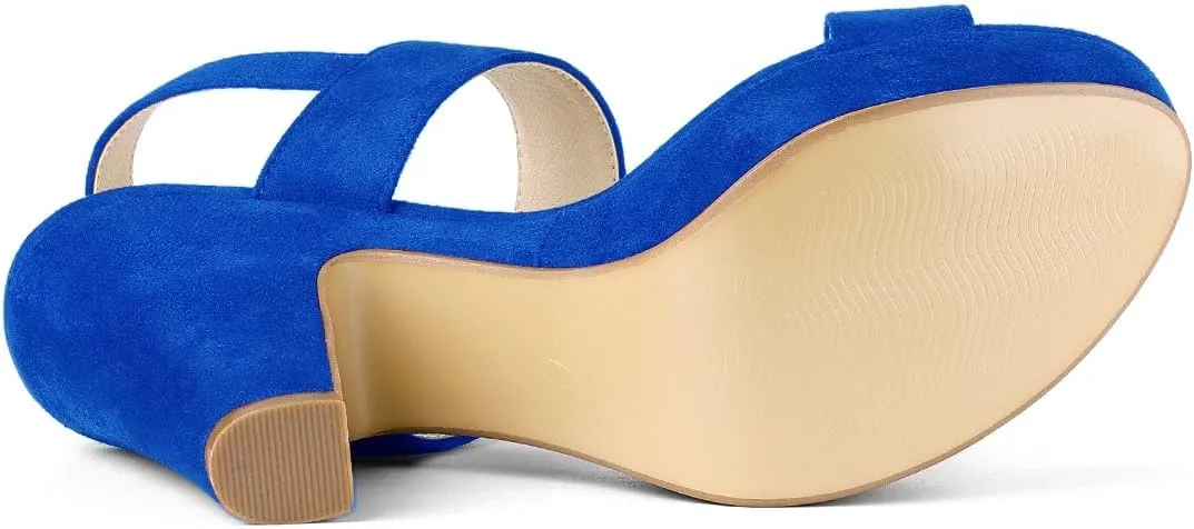 Allegra K Women's Slingback Platform Heels Chunky High Heel Sandals