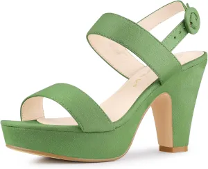 Allegra K Women's Slingback Platform Heels Chunky High Heel Sandals