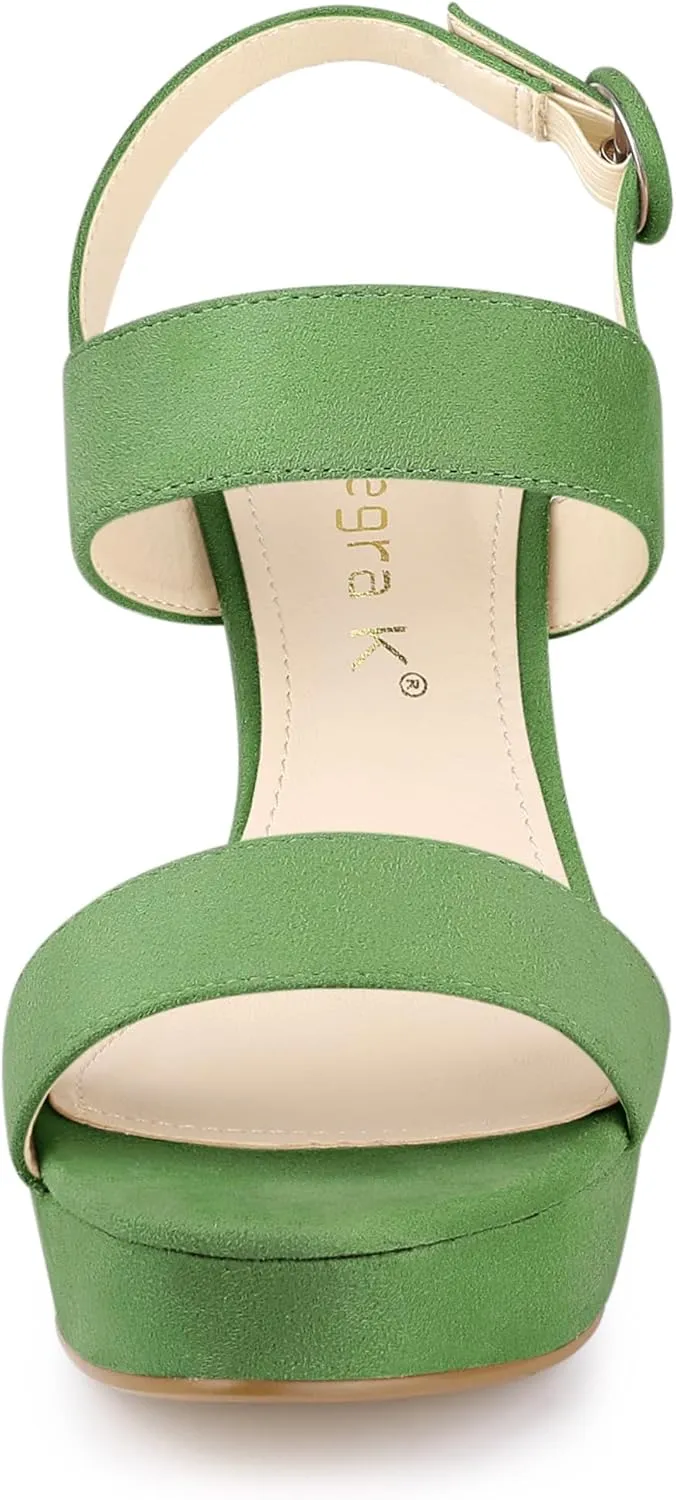 Allegra K Women's Slingback Platform Heels Chunky High Heel Sandals