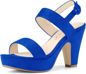 Allegra K Women's Slingback Platform Heels Chunky High Heel Sandals