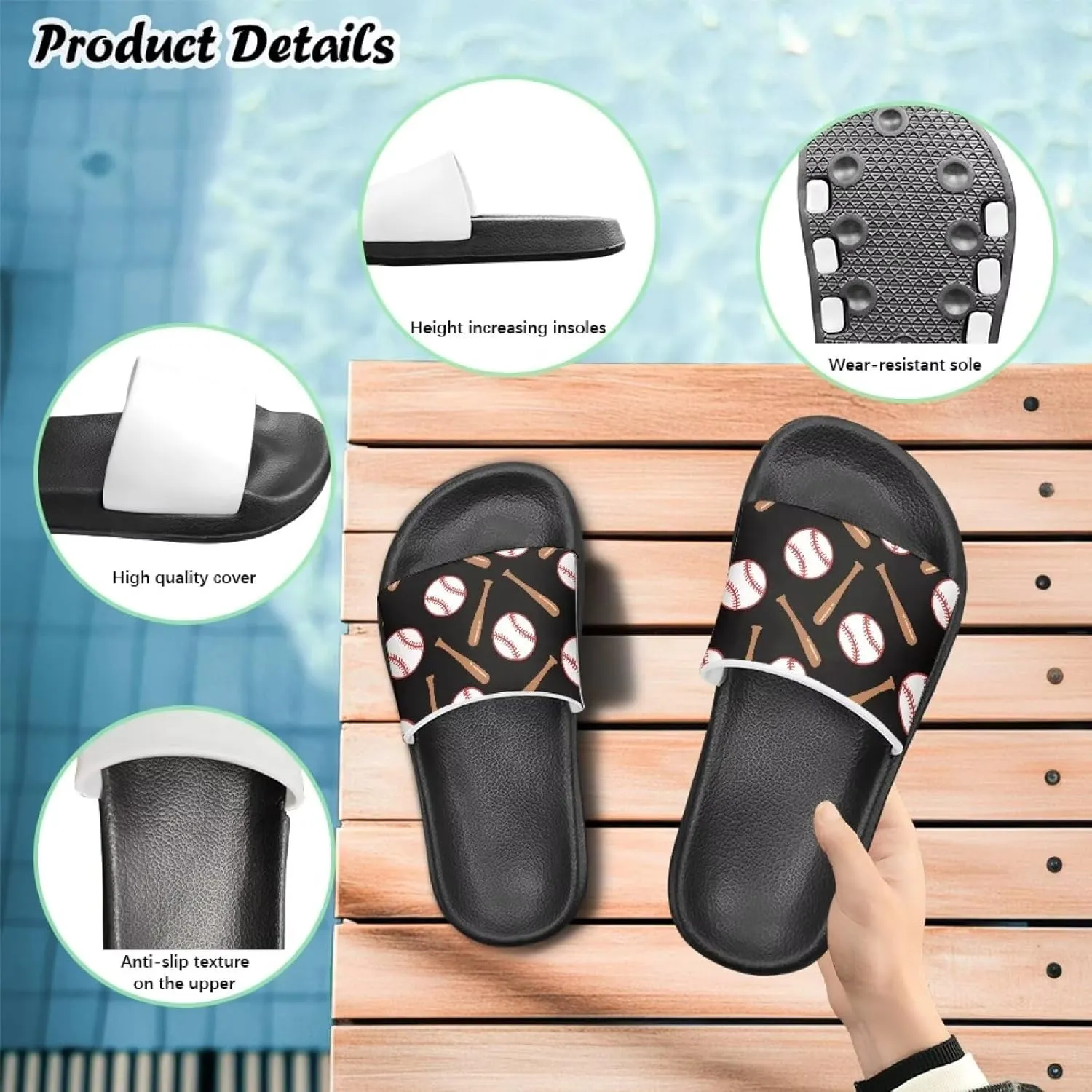 Anti-Slip Indoor Home Slippers for Girls and Boys, Kids Summer Shoes Size 11 Little Kid- Size 3 Big Kid