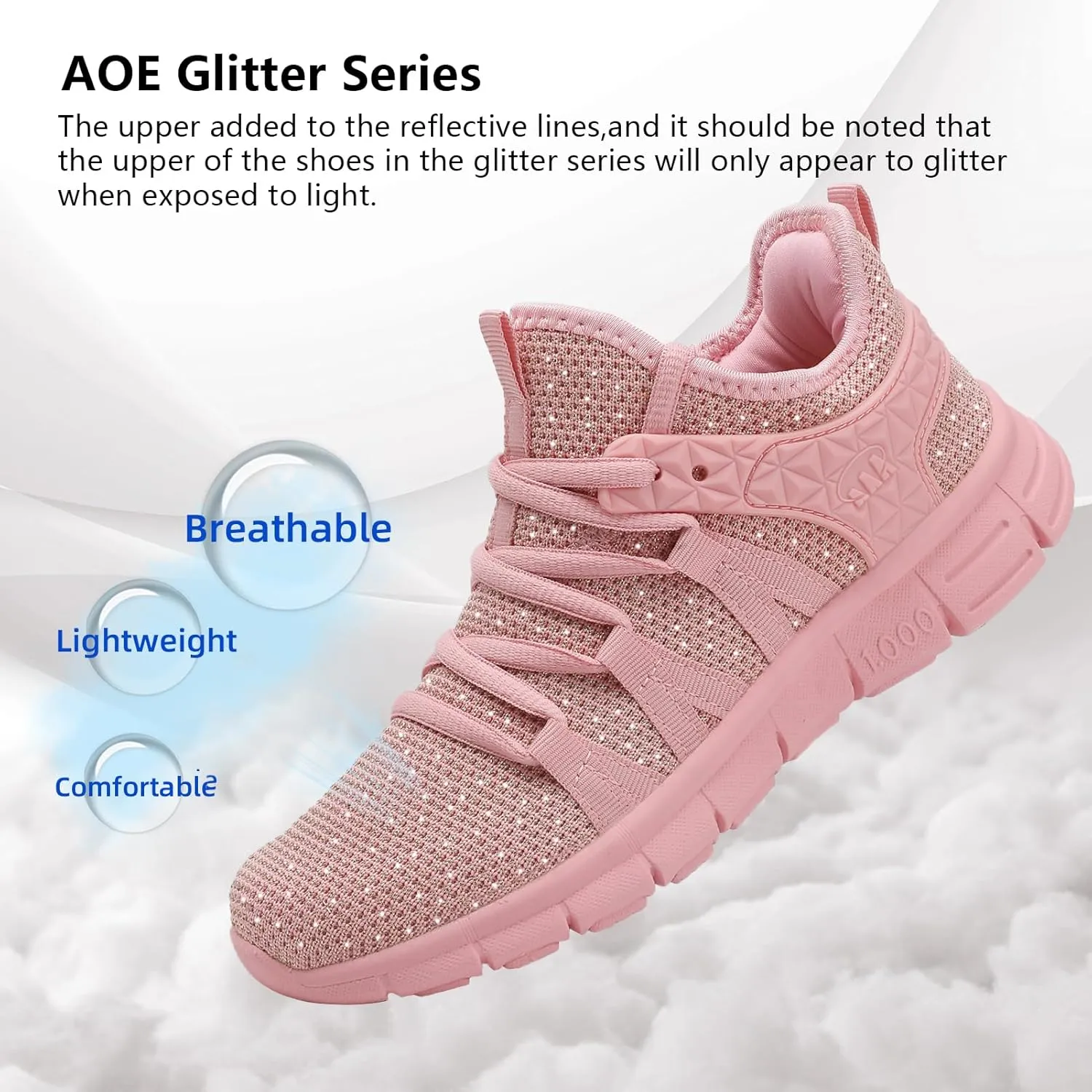 AOE Womens Fashion Walking Running Shoes Ultra Lightweight Breathable Mesh Tennis Shoes Non Slip Athletic Workout Gym Sneakers