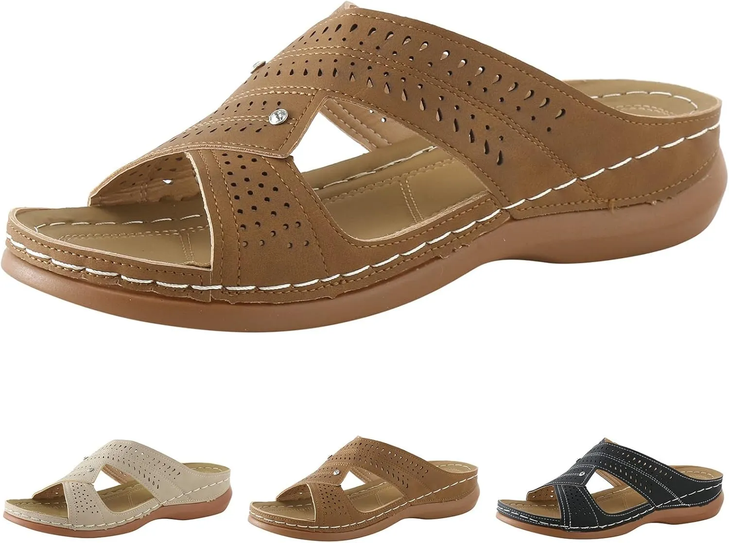 Arch Support Flats for Women Dressy Orthopedic Dress Shoes Women White Low Heel Sandals for Women Dressy Comfortable Black Cute Sandals Brown Sandals Women Womens Sandal Heels