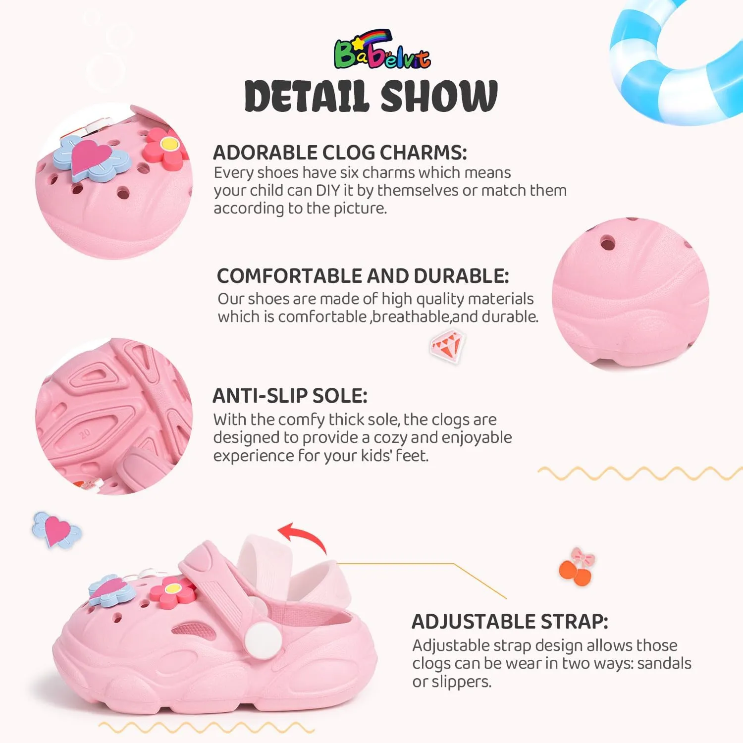Babelvit Toddler Boys Girls Garden Clogs Infant Cute Slip On Slides Water Shoes Baby Lightweight Breathable Summer Beach Pool Outdoor Sandals Comfort Clogs Slippers