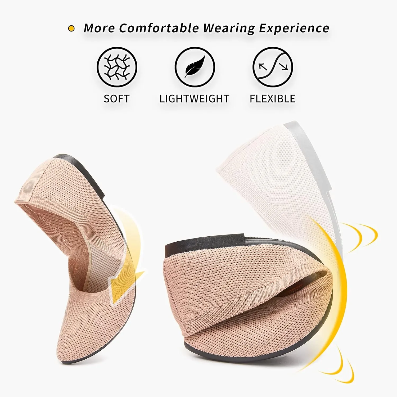 BABUDOG Women's Mesh Flats Shoes Pointed-Toe Dress Shoes for Women Black Flats Shoes Comfortable Memory Foam Flats Shoes