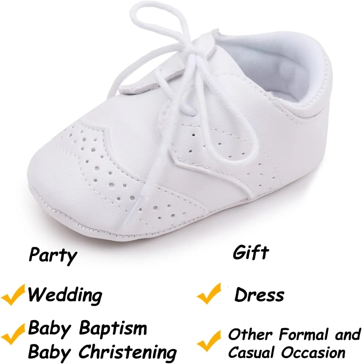 Baby Boys Girls Shoes ​Soft Sole Non-Slip PU Leather Baptism Christening Shoes Infant First Walker Shoes Toddler Crib Shoes Newborn Loafers Flats Shoes
