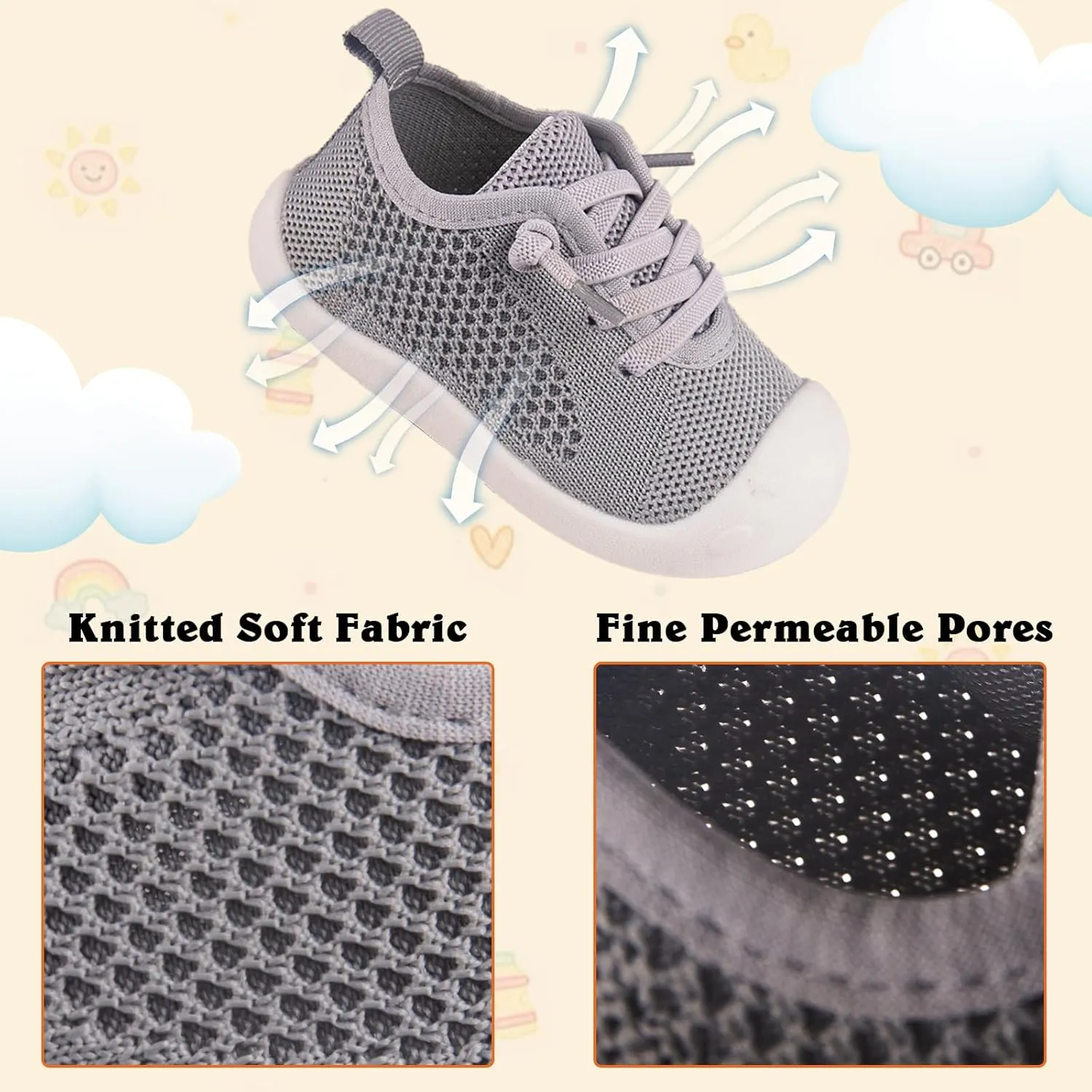 Baby Girl&Boy Toddler First Walking Shoes 6-12 Months Size 3 Black Barefoot Slip On Wide Toe Box Shoes Soft Footmates Casual Tennis Indoor Flexible Learning to Walk Rubber Sneakers