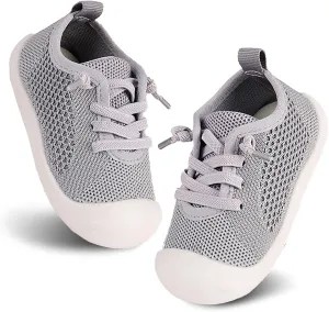 Baby Girl&Boy Toddler First Walking Shoes 6-12 Months Size 3 Black Barefoot Slip On Wide Toe Box Shoes Soft Footmates Casual Tennis Indoor Flexible Learning to Walk Rubber Sneakers