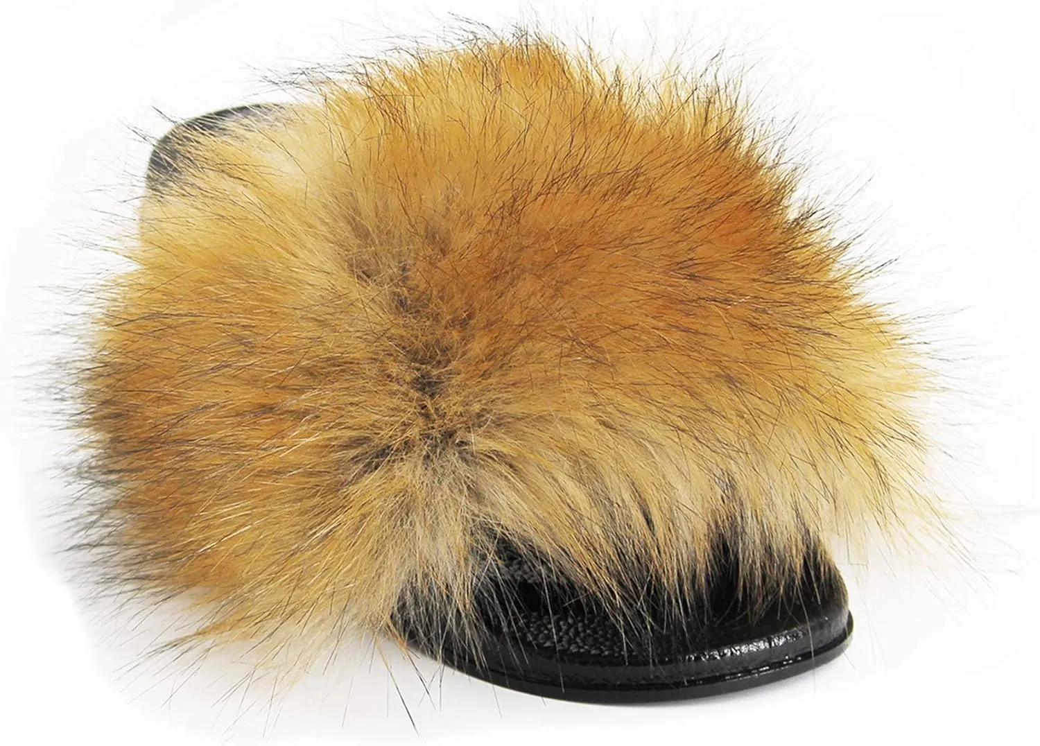 Big Faux Fur Slides, Furry Slippers for Women Fuzzy Fluffy Sandals Shoes