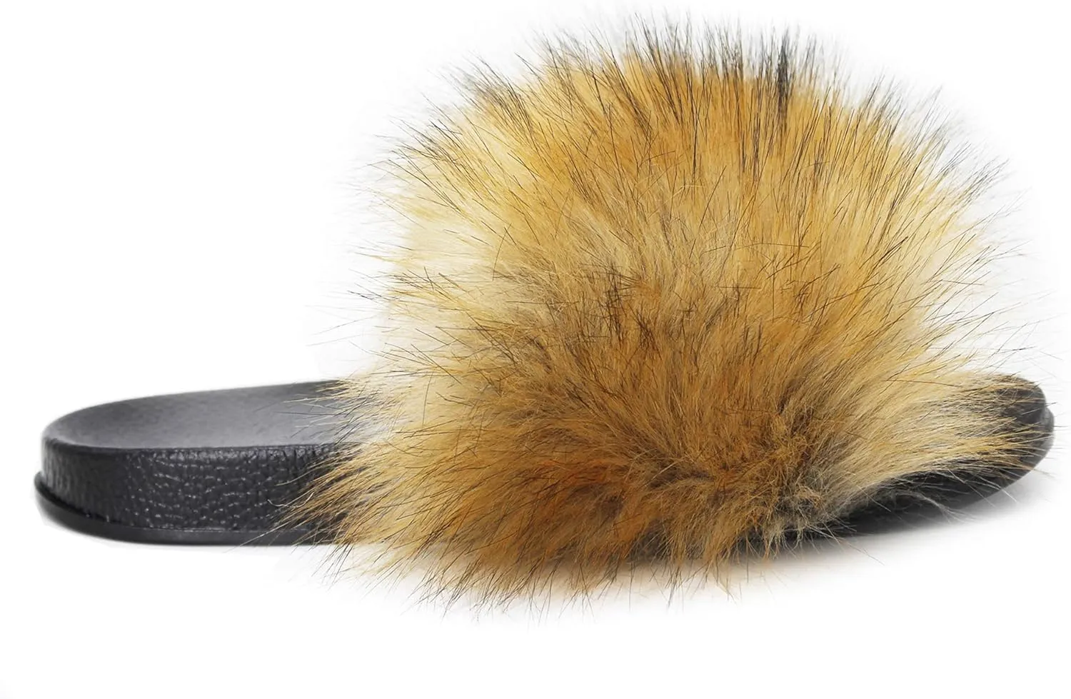 Big Faux Fur Slides, Furry Slippers for Women Fuzzy Fluffy Sandals Shoes
