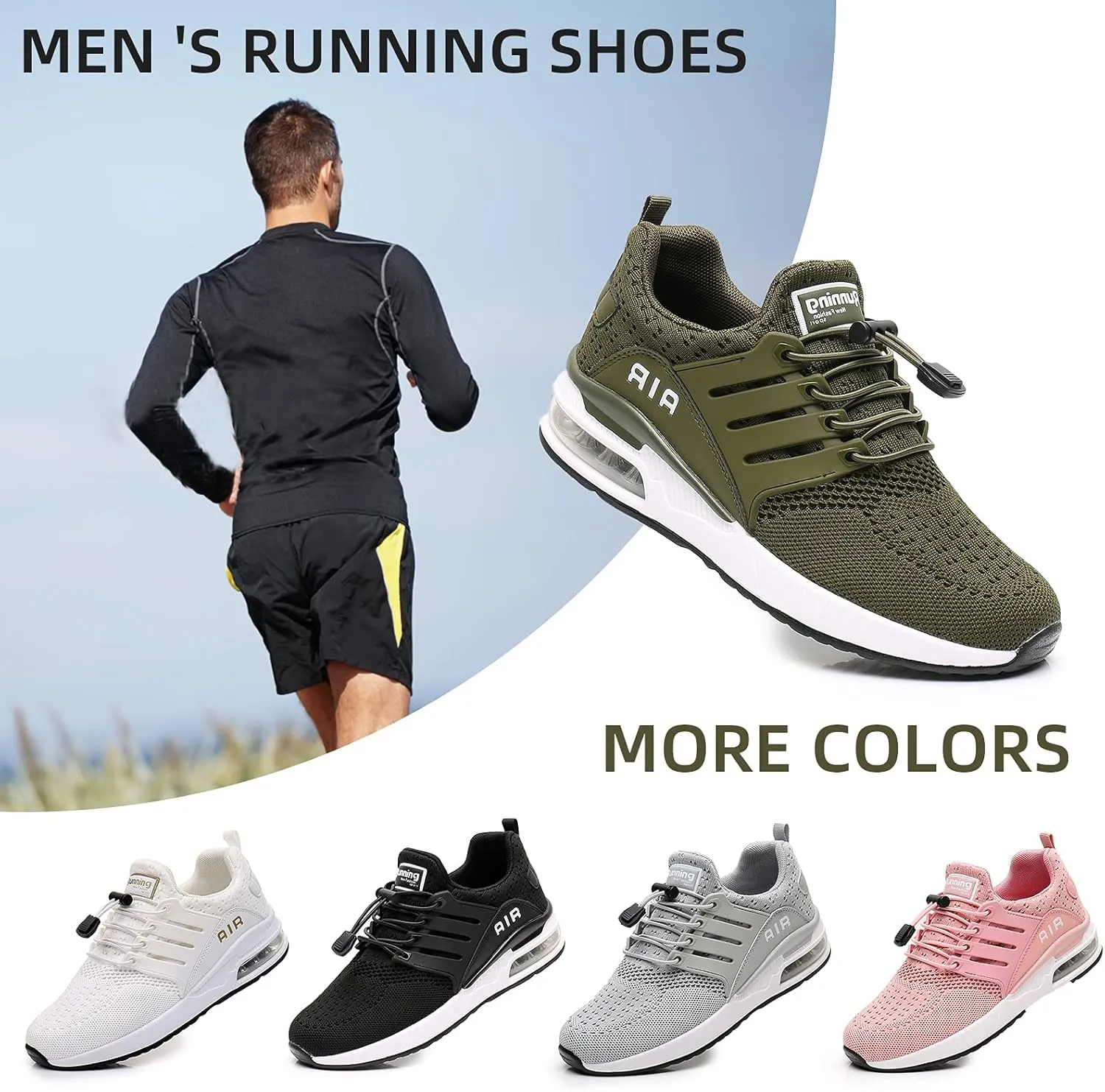 BOGOVER Men's Walking Shoes Non Slip Running Tennis Shoes Breathable Lightweight Air Cushion Sneakers for Tennis Gym Jogging