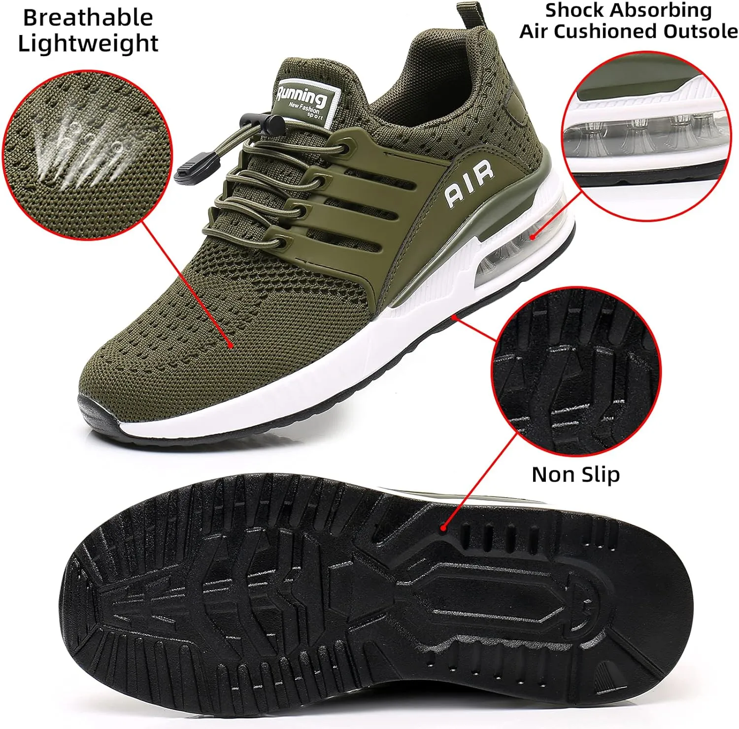 BOGOVER Men's Walking Shoes Non Slip Running Tennis Shoes Breathable Lightweight Air Cushion Sneakers for Tennis Gym Jogging