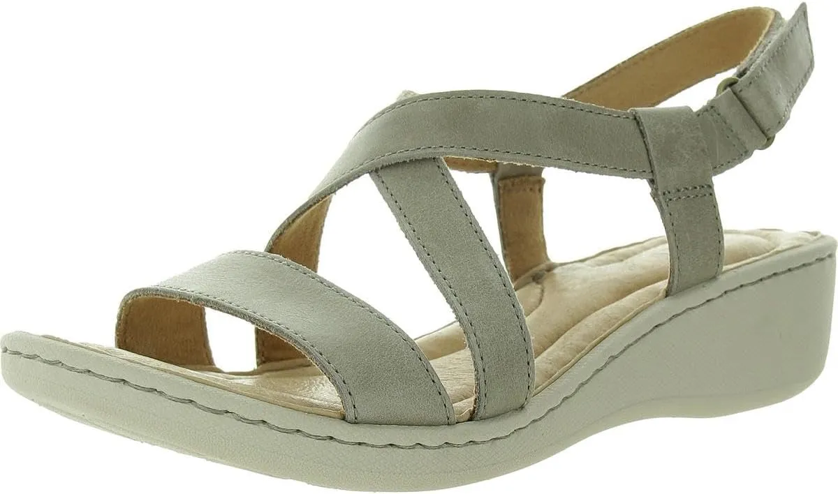BORN Womens Criss-Cross Leather Wedge Sandals