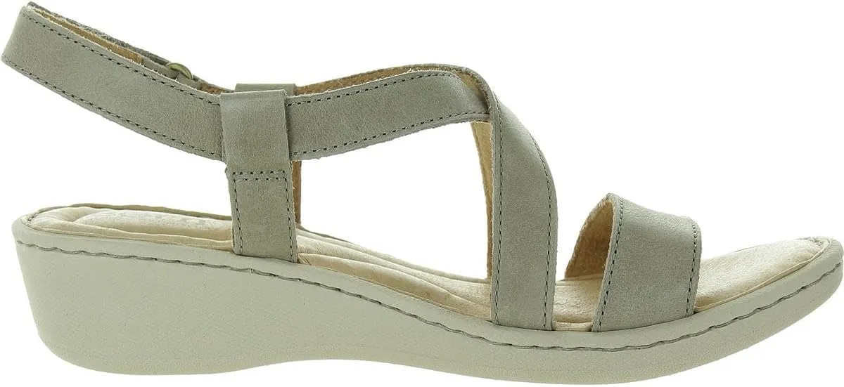 BORN Womens Criss-Cross Leather Wedge Sandals