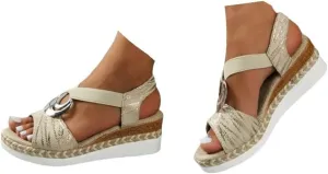Bulepods Orthopedic Women Platform Sandal Breathable Arch Support Wedge Slip On Vintage Summer