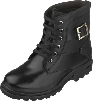 CALTO Men's Invisible Height Increasing Elevator Shoes - Black Premium Leather Lace-up High-top Ankle Boots - 3.2 Inches Taller - T14002 - Size 9 D(M) US