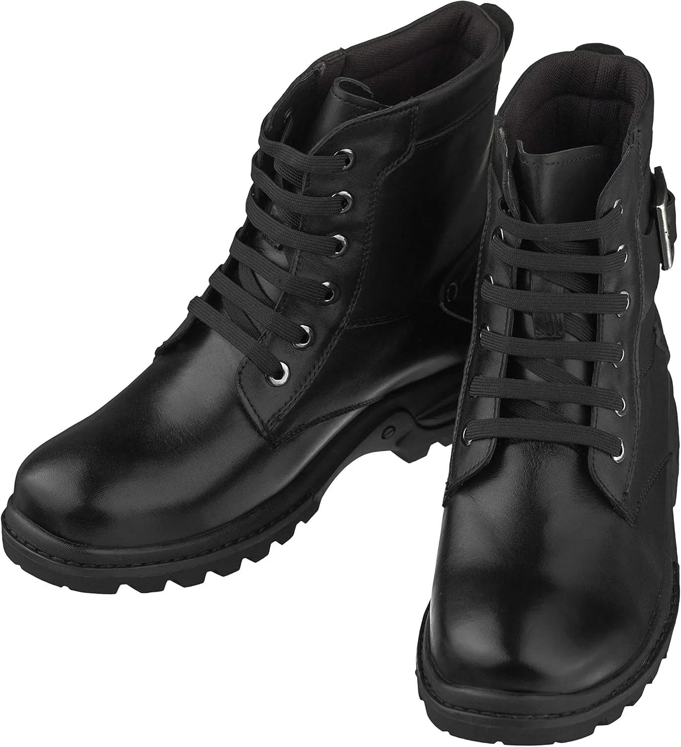 CALTO Men's Invisible Height Increasing Elevator Shoes - Black Premium Leather Lace-up High-top Ankle Boots - 3.2 Inches Taller - T14002 - Size 9 D(M) US