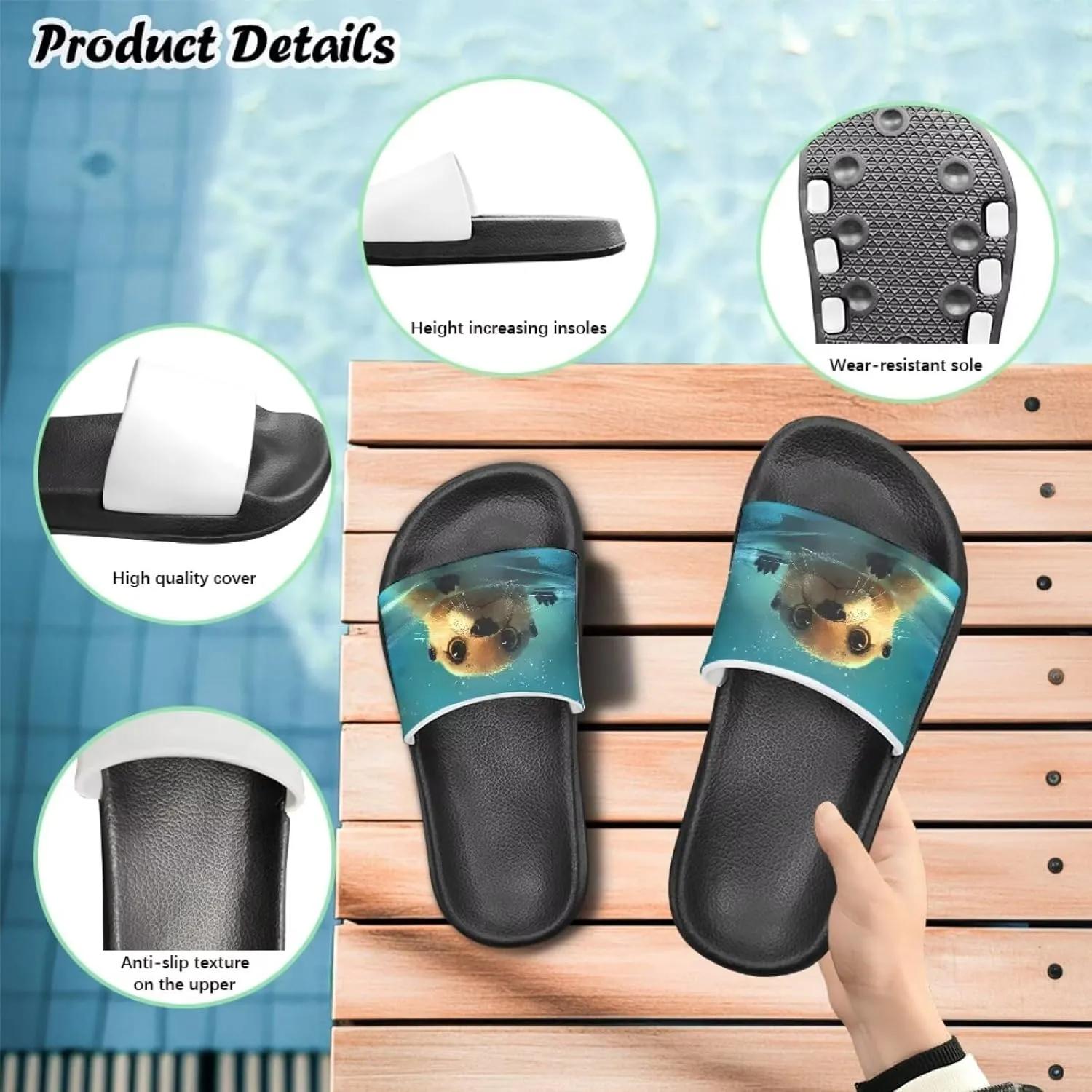 Capybara Slippers Slip On Kids Slide Sandals Breathable Non Slip Summer Holiday Water Sandals Bathroom Shower