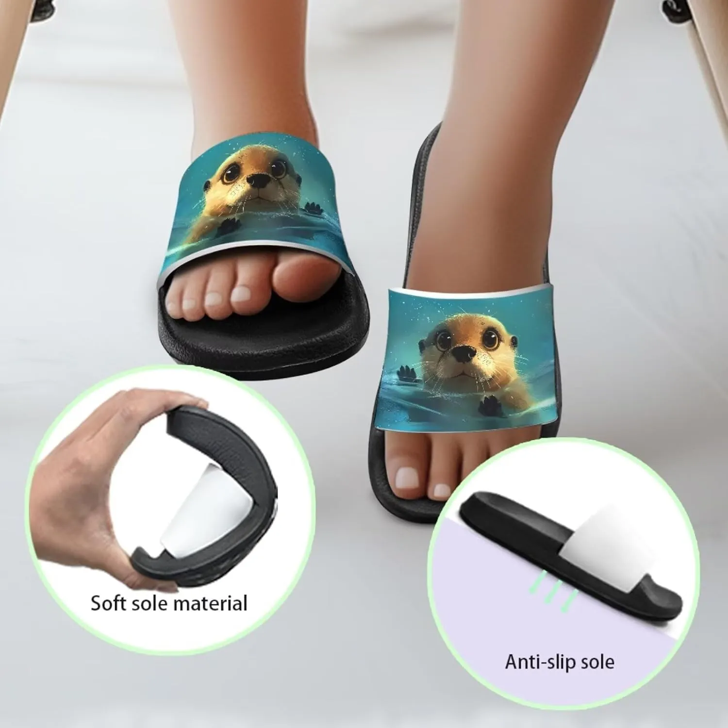 Capybara Slippers Slip On Kids Slide Sandals Breathable Non Slip Summer Holiday Water Sandals Bathroom Shower