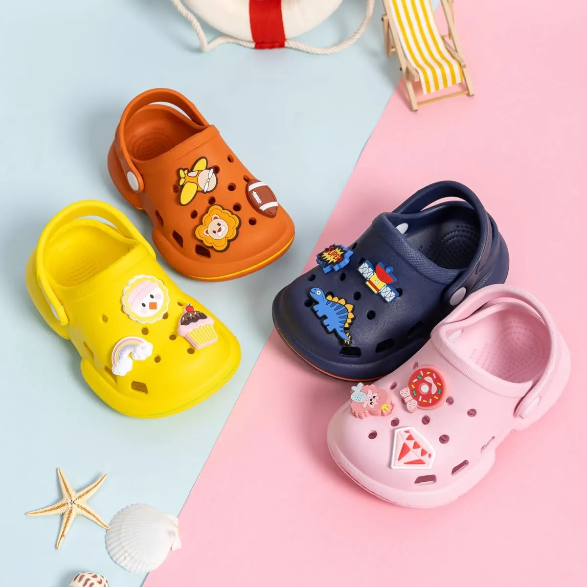 Casazoe Toddler Boys Girls Cute Garden Clogs Kids Slip On Water Shoes EVA Lightweight Summer Slipper Slides Baby Comfort Sandals Children Outdoor Shower Beach Pool Play Shoes