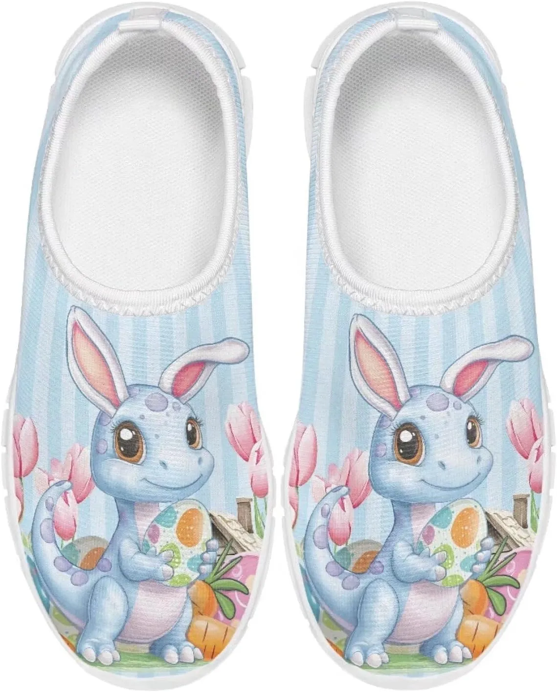 Casual Mesh Laceless Shoes Girls Boys Slip On Shoes-White Sole