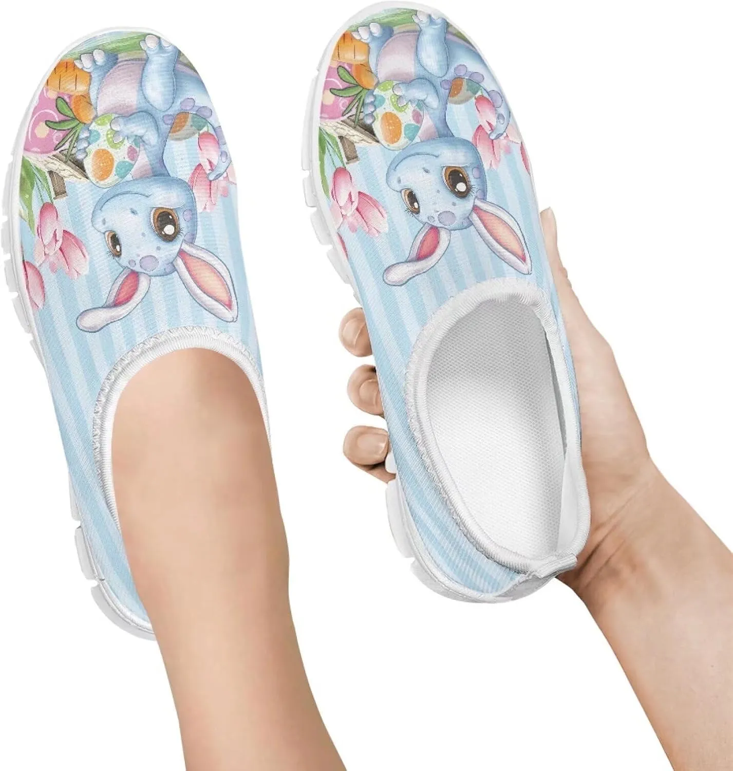 Casual Mesh Laceless Shoes Girls Boys Slip On Shoes-White Sole