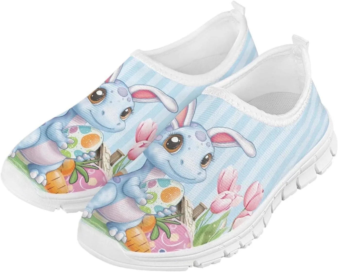 Casual Mesh Laceless Shoes Girls Boys Slip On Shoes-White Sole