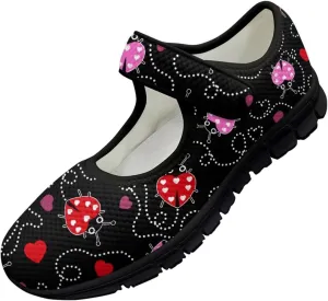 chaqlin Women Flat Shoes Non Slip Sneakers Mary Jane Comfortable Mesh Walking Tennis Shoe Wide Toe Zero Drop Athletic Strap Sneaker