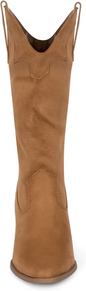 Chariot & Co Cowboy Boots for Women - Western Style Mid-Calf Stacked Heel Boot - Polly
