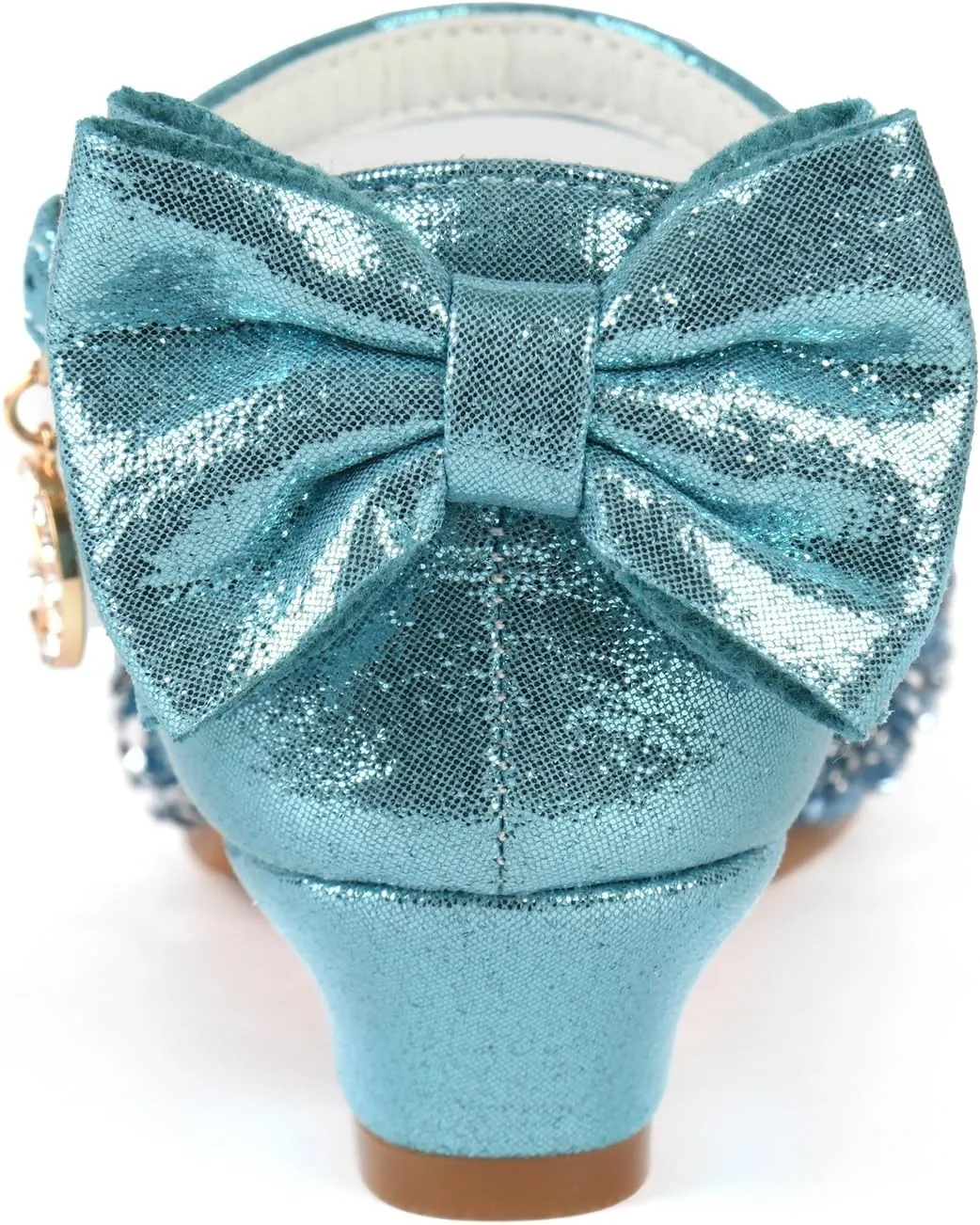 ChuLian Girls Sandals Little Kids Glitter Bow Dress Shoes Crystal Low Heel Sequins Princess Sandals Toddler Flower Wedding Party Shoes