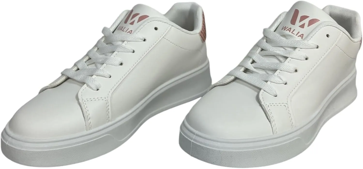 Classic White Sneakers, Low-Top Lace-Up, Platform Sole, Casual Athletic Fashion