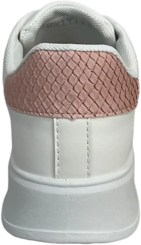 Classic White Sneakers, Low-Top Lace-Up, Platform Sole, Casual Athletic Fashion